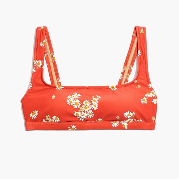 Madewell Retro High-Waisted Balconette Bikini Top & Bottom- Orange Daisies- Med - Picture 9 of 15